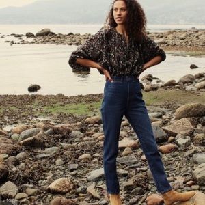 Doen high waist straight leg Lena jeans medium blue size 30